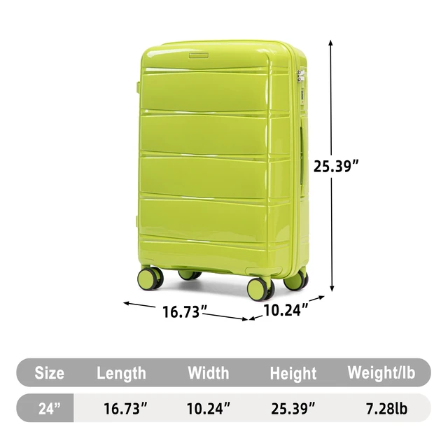 Alt view image 2 of 7 - 24 Inch Suitcase with Side Hook and Side Handle, Iron Telescopic Handle Spinner Wheels and Combination Lock Hard Shell