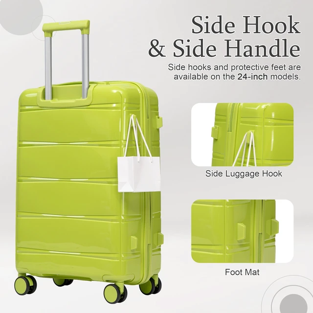 Alt view image 5 of 7 - 24 Inch Suitcase with Side Hook and Side Handle, Iron Telescopic Handle Spinner Wheels and Combination Lock Hard Shell