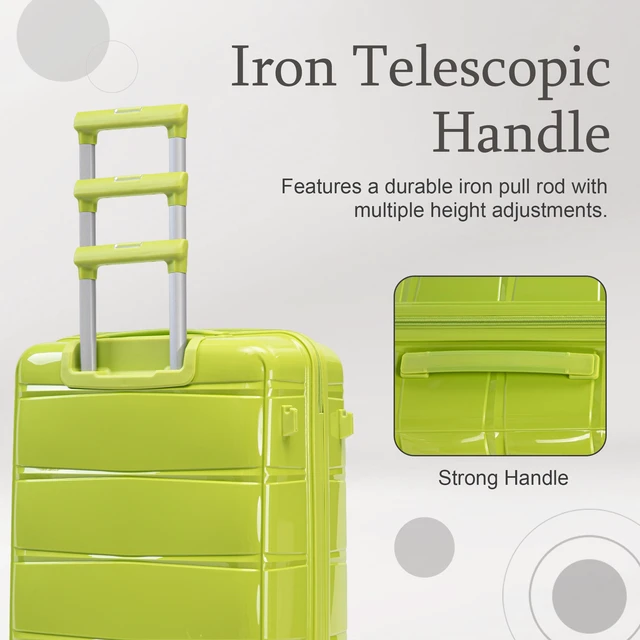 Alt view image 6 of 7 - 24 Inch Suitcase with Side Hook and Side Handle, Iron Telescopic Handle Spinner Wheels and Combination Lock Hard Shell