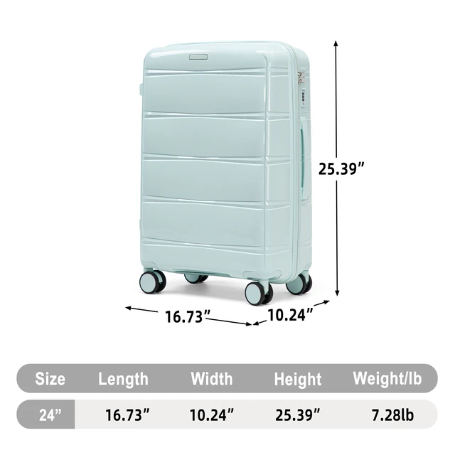 Alt view image 2 of 7 - 24 Inch Suitcase with Side Hook and Side Handle, Iron Telescopic Handle Spinner Wheels and Combination Lock Hard Shell