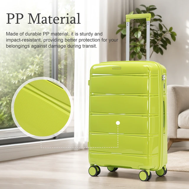 Alt view image 4 of 7 - 24 Inch Suitcase with Side Hook and Side Handle, Iron Telescopic Handle Spinner Wheels and Combination Lock Hard Shell