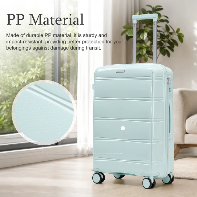 Alt view image 4 of 7 - 24 Inch Suitcase with Side Hook and Side Handle, Iron Telescopic Handle Spinner Wheels and Combination Lock Hard Shell