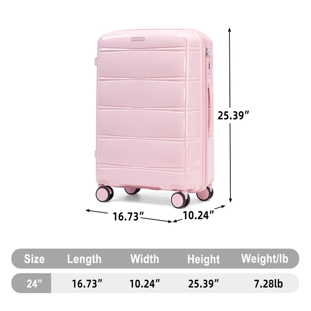 Alt view image 2 of 7 - 24 Inch Suitcase with Side Hook and Side Handle, Iron Telescopic Handle Spinner Wheels and Combination Lock Hard Shell
