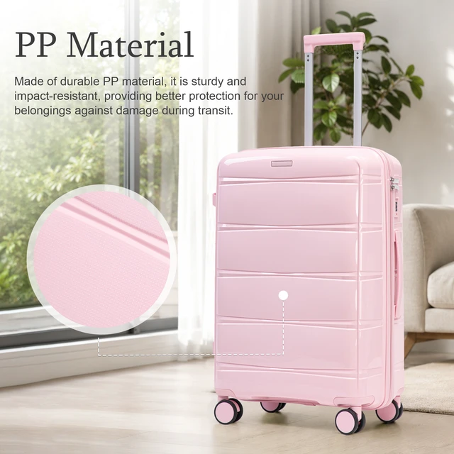Alt view image 4 of 7 - 24 Inch Suitcase with Side Hook and Side Handle, Iron Telescopic Handle Spinner Wheels and Combination Lock Hard Shell