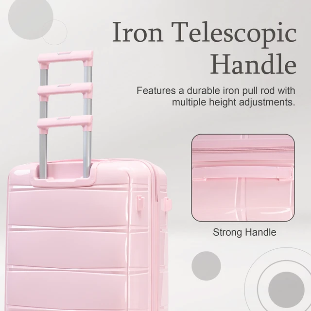Alt view image 5 of 7 - 24 Inch Suitcase with Side Hook and Side Handle, Iron Telescopic Handle Spinner Wheels and Combination Lock Hard Shell