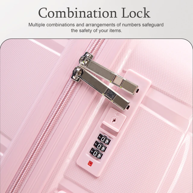 Alt view image 6 of 7 - 24 Inch Suitcase with Side Hook and Side Handle, Iron Telescopic Handle Spinner Wheels and Combination Lock Hard Shell