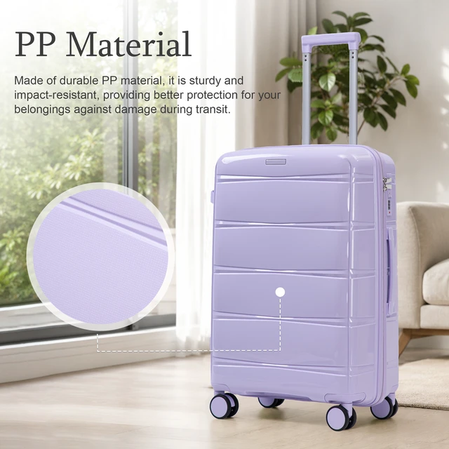 Alt view image 4 of 7 - 24 Inch Suitcase with Side Hook and Side Handle, Iron Telescopic Handle Spinner Wheels and Combination Lock Hard Shell