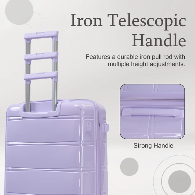 Alt view image 5 of 7 - 24 Inch Suitcase with Side Hook and Side Handle, Iron Telescopic Handle Spinner Wheels and Combination Lock Hard Shell