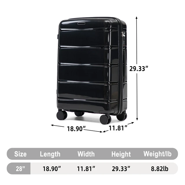 Alt view image 2 of 7 - 28 Inch Large Capacity Suitcase with Side Hook and Handle, Iron Telescopic Pull Rod Spinner Wheels and Combination Lock