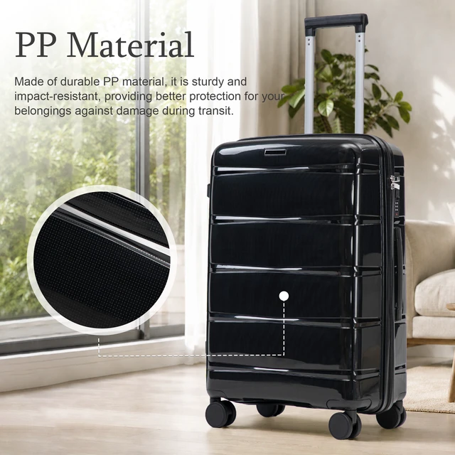 Alt view image 4 of 7 - 28 Inch Large Capacity Suitcase with Side Hook and Handle, Iron Telescopic Pull Rod Spinner Wheels and Combination Lock