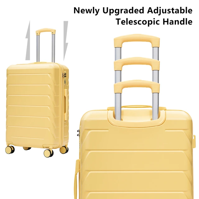 Alt view image 5 of 7 - 3 Piece Luggage Set 20 24 28 Inch, ABS Hardshell New Upgraded Iron Handle Combination Lock 360° Spinner Wheels Side