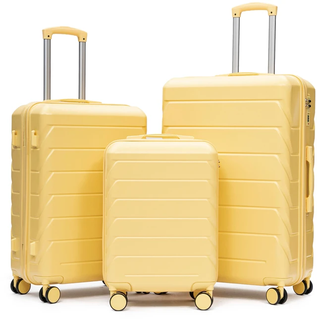 Main image of 3 Piece Luggage Set 20 24 28 Inch, ABS Hardshell New Upgraded Iron Handle Combination Lock 360° Spinner Wheels Side
