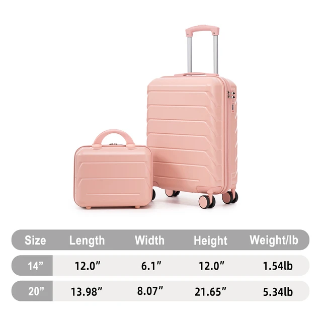 Alt view image 2 of 7 - Luggage Set 2 Piece 14 Inch Cosmetic Case 20 Inch Suitcase, ABS Hard Shell Newly Upgraded Iron Telescopic Handle