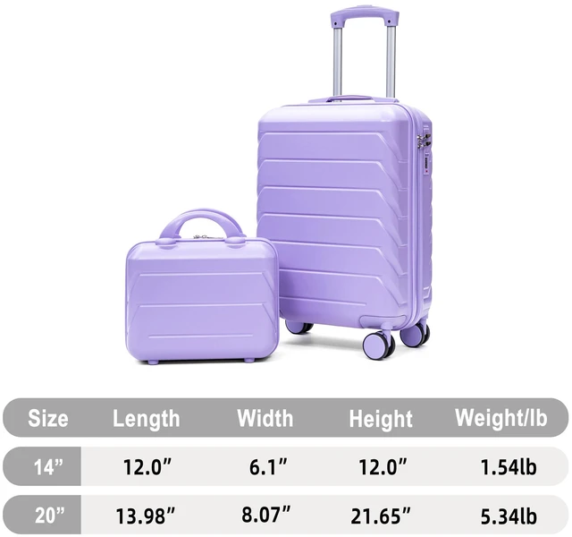 Alt view image 2 of 7 - Luggage Set 2 Piece 14 Inch Cosmetic Case 20 Inch Suitcase, ABS Hard Shell Newly Upgraded Iron Telescopic Handle