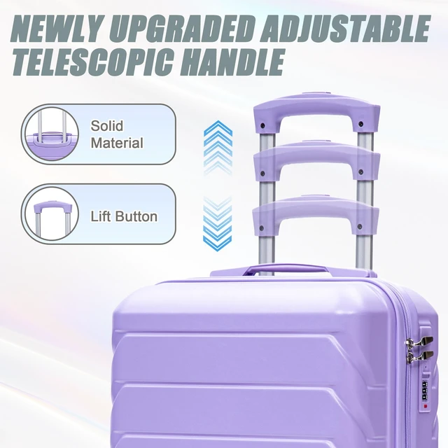 Alt view image 5 of 7 - Luggage Set 2 Piece 14 Inch Cosmetic Case 20 Inch Suitcase, ABS Hard Shell Newly Upgraded Iron Telescopic Handle