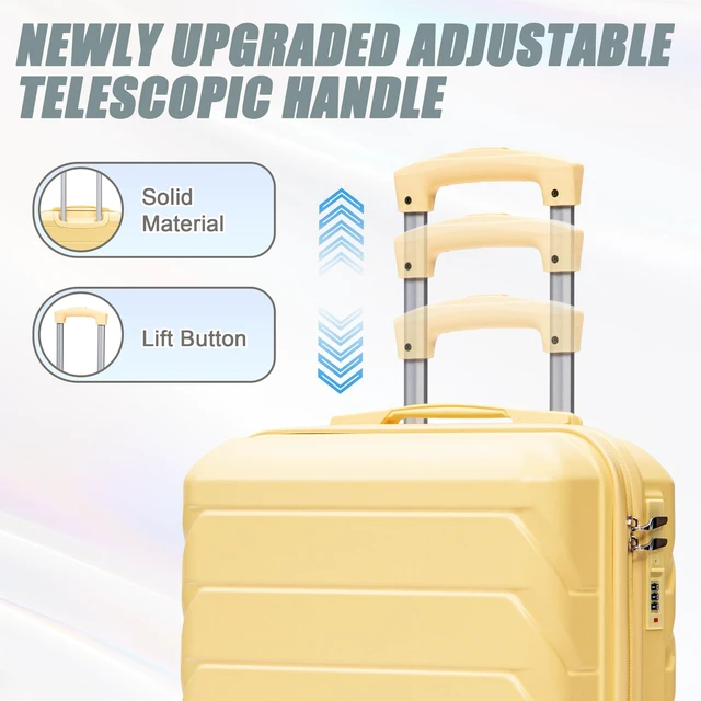 Alt view image 5 of 7 - Luggage Set 2 Piece 14 Inch Cosmetic Case 20 Inch Suitcase, ABS Hard Shell Newly Upgraded Iron Telescopic Handle