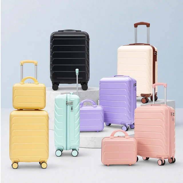 Alt view image 3 of 7 - Luggage Set 2 Piece 14 Inch Cosmetic Case 20 Inch Suitcase, ABS Hard Shell Newly Upgraded Iron Telescopic Handle