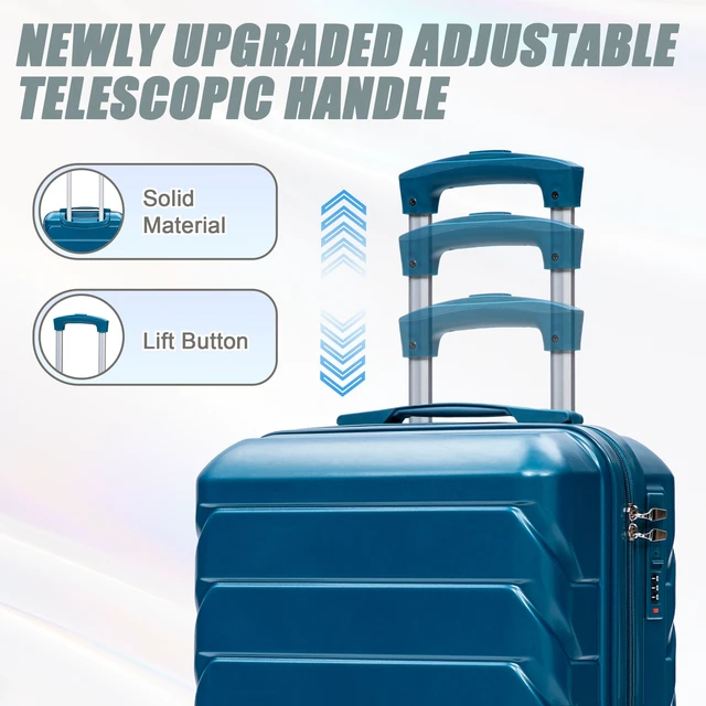 Alt view image 5 of 7 - Luggage Set 2 Piece 14 Inch Cosmetic Case 20 Inch Suitcase, ABS Hard Shell Newly Upgraded Iron Telescopic Handle