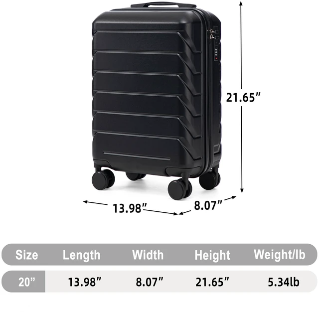 Alt view image 2 of 7 - 20 Inch ABS Hard Shell Carry Luggage, Upgraded Crack Resistant Iron Telescopic Handle Built in Combination Lock 360°