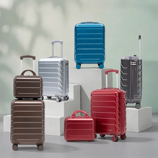Alt view image 3 of 7 - Luggage Set 2 Piece 14 Inch Cosmetic Case 20 Inch Suitcase, ABS Hard Shell Newly Upgraded Iron Telescopic Handle