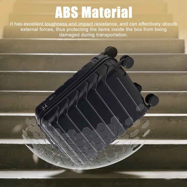 Alt view image 4 of 7 - 20 Inch ABS Hard Shell Carry Luggage, Upgraded Crack Resistant Iron Telescopic Handle Built in Combination Lock 360°