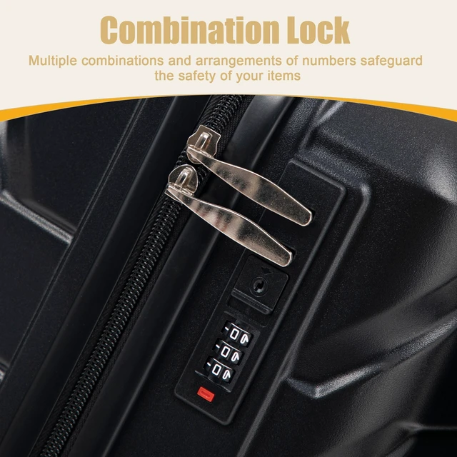 Alt view image 7 of 7 - 20 Inch ABS Hard Shell Carry Luggage, Upgraded Crack Resistant Iron Telescopic Handle Built in Combination Lock 360°