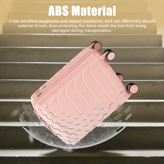 Alt view image 4 of 7 - 20 Inch ABS Hard Shell Carry Luggage, Upgraded Crack Resistant Iron Telescopic Handle Built in Combination Lock 360°