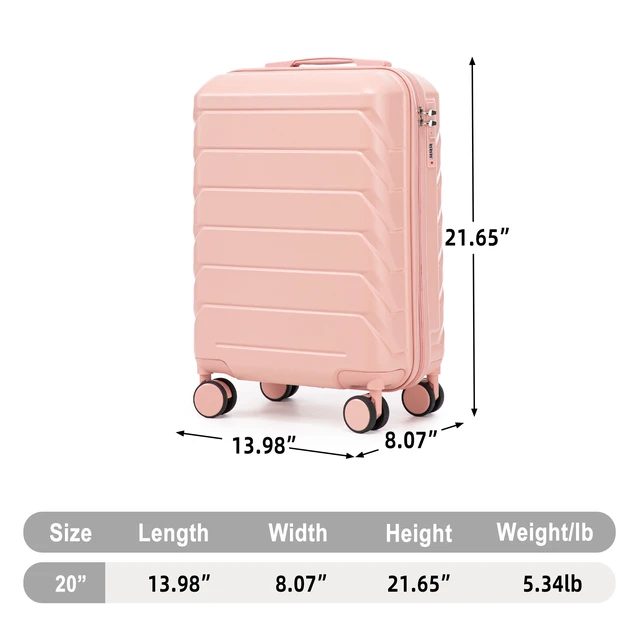 Alt view image 2 of 7 - 20 Inch ABS Hard Shell Carry Luggage, Upgraded Crack Resistant Iron Telescopic Handle Built in Combination Lock 360°