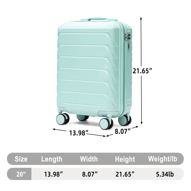 Alt view image 2 of 7 - 20 Inch ABS Hard Shell Carry Luggage, Upgraded Crack Resistant Iron Telescopic Handle Built in Combination Lock 360°