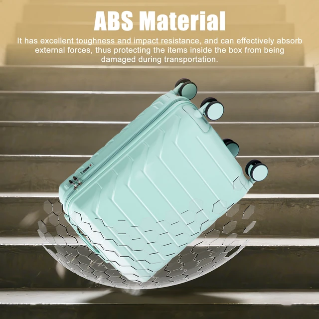 Alt view image 4 of 7 - 20 Inch ABS Hard Shell Carry Luggage, Upgraded Crack Resistant Iron Telescopic Handle Built in Combination Lock 360°