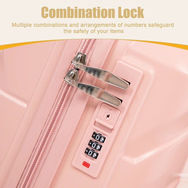 Alt view image 7 of 7 - 20 Inch ABS Hard Shell Carry Luggage, Upgraded Crack Resistant Iron Telescopic Handle Built in Combination Lock 360°