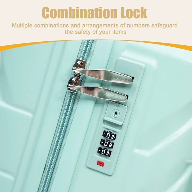 Alt view image 6 of 7 - 20 Inch ABS Hard Shell Carry Luggage, Upgraded Crack Resistant Iron Telescopic Handle Built in Combination Lock 360°