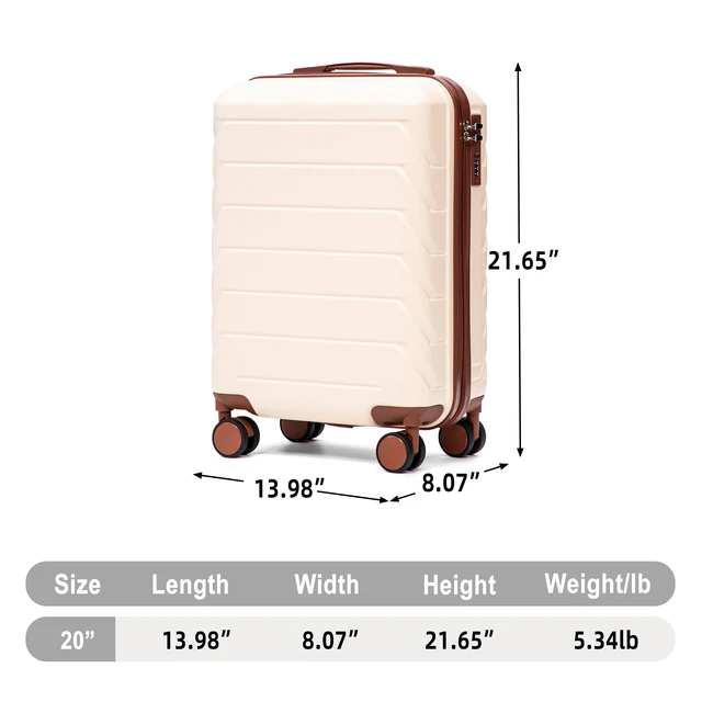 Alt view image 2 of 7 - 20 Inch ABS Hard Shell Carry Luggage, Upgraded Crack Resistant Iron Telescopic Handle Built in Combination Lock 360°
