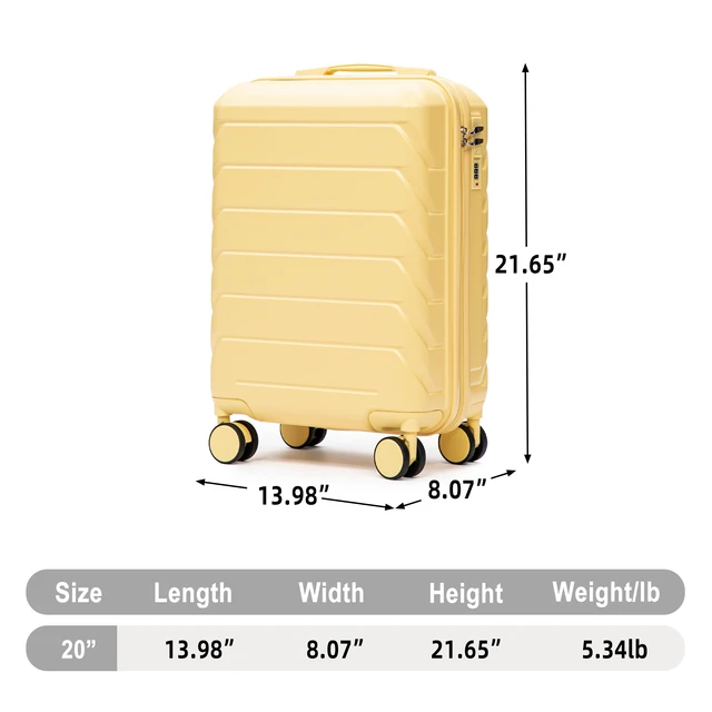 Alt view image 2 of 7 - 20 Inch ABS Hard Shell Carry Luggage, Upgraded Crack Resistant Iron Telescopic Handle Built in Combination Lock 360°