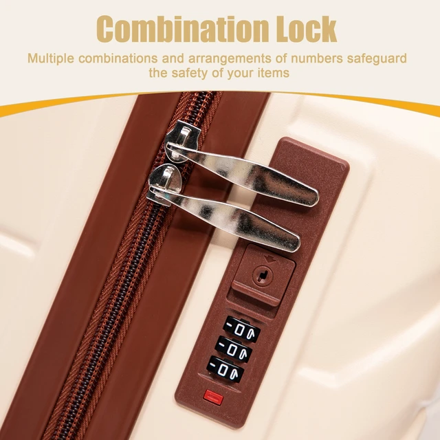 Alt view image 6 of 7 - 20 Inch ABS Hard Shell Carry Luggage, Upgraded Crack Resistant Iron Telescopic Handle Built in Combination Lock 360°