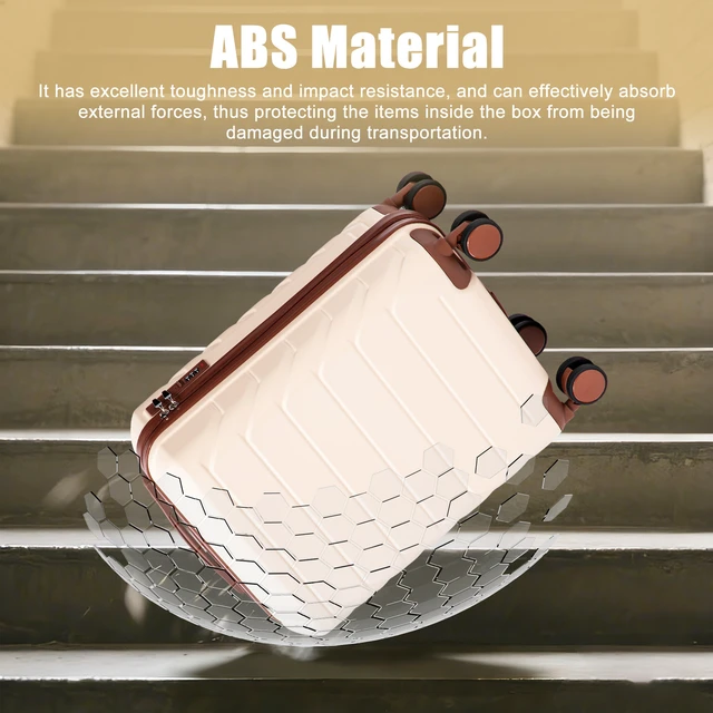 Alt view image 4 of 7 - 20 Inch ABS Hard Shell Carry Luggage, Upgraded Crack Resistant Iron Telescopic Handle Built in Combination Lock 360°