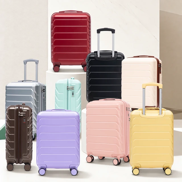 Alt view image 3 of 7 - 20 Inch ABS Hard Shell Carry Luggage, Upgraded Crack Resistant Iron Telescopic Handle Built in Combination Lock 360°