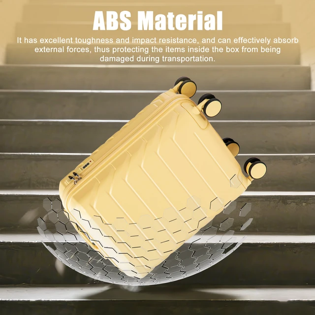 Alt view image 4 of 7 - 20 Inch ABS Hard Shell Carry Luggage, Upgraded Crack Resistant Iron Telescopic Handle Built in Combination Lock 360°