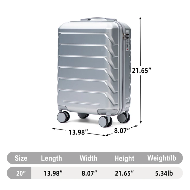 Alt view image 2 of 7 - 20 Inch ABS Hard Shell Carry Luggage, Upgraded Crack Resistant Iron Telescopic Handle Built in Combination Lock 360°