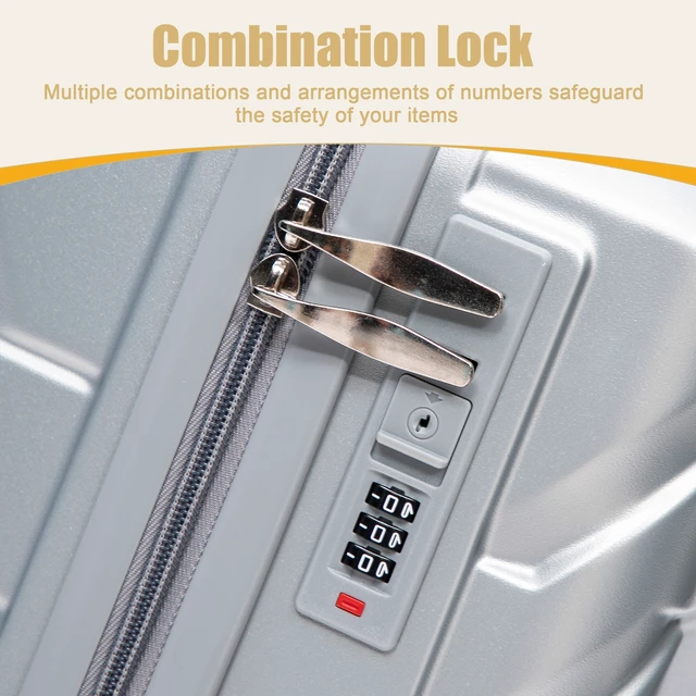 Alt view image 6 of 7 - 20 Inch ABS Hard Shell Carry Luggage, Upgraded Crack Resistant Iron Telescopic Handle Built in Combination Lock 360°