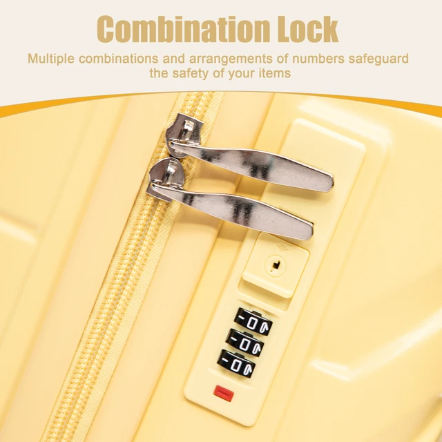 Alt view image 7 of 7 - 20 Inch ABS Hard Shell Carry Luggage, Upgraded Crack Resistant Iron Telescopic Handle Built in Combination Lock 360°
