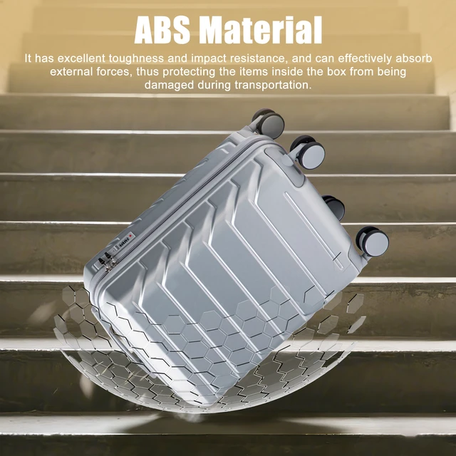 Alt view image 4 of 7 - 20 Inch ABS Hard Shell Carry Luggage, Upgraded Crack Resistant Iron Telescopic Handle Built in Combination Lock 360°