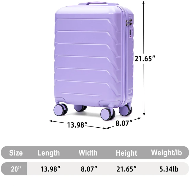 Alt view image 2 of 7 - 20 Inch ABS Hard Shell Carry Luggage, Upgraded Crack Resistant Iron Telescopic Handle Built in Combination Lock 360°
