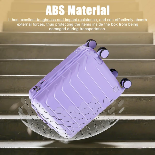 Alt view image 4 of 7 - 20 Inch ABS Hard Shell Carry Luggage, Upgraded Crack Resistant Iron Telescopic Handle Built in Combination Lock 360°