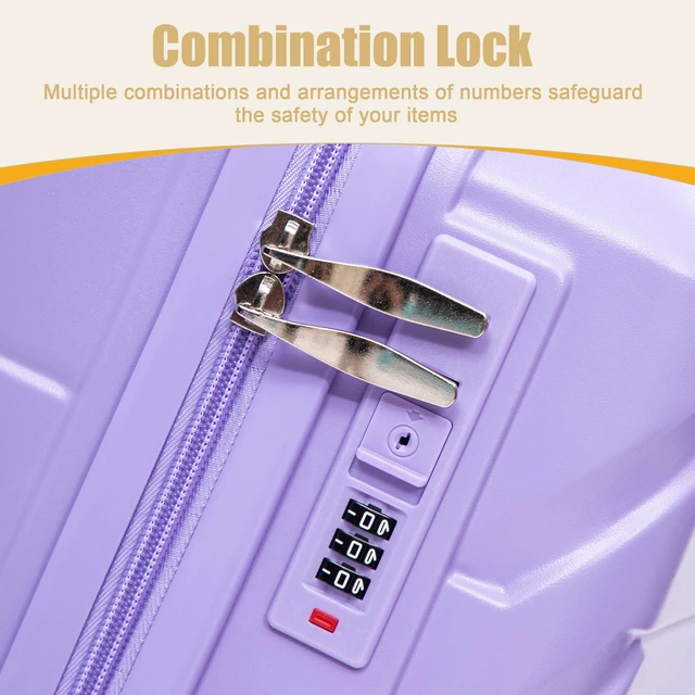 Alt view image 6 of 7 - 20 Inch ABS Hard Shell Carry Luggage, Upgraded Crack Resistant Iron Telescopic Handle Built in Combination Lock 360°