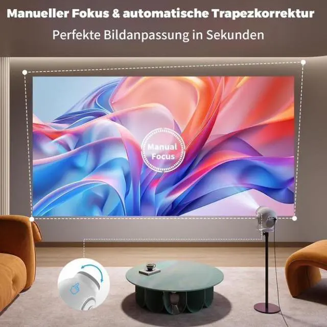 Alt view image 5 of 7 - Mini Projector, Projector, Mini Projector 1080P Full HD, 480 ANSI Lumens, Android 14 System, 8K Decoding, WiFi 6 Bluetooth 5.4, Automatic Keystone Correction, 180° Rotation, Projector 4K Home Cinema