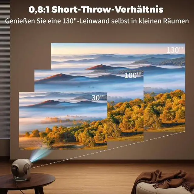 Alt view image 6 of 7 - Mini Projector, Projector, Mini Projector 1080P Full HD, 480 ANSI Lumens, Android 14 System, 8K Decoding, WiFi 6 Bluetooth 5.4, Automatic Keystone Correction, 180° Rotation, Projector 4K Home Cinema