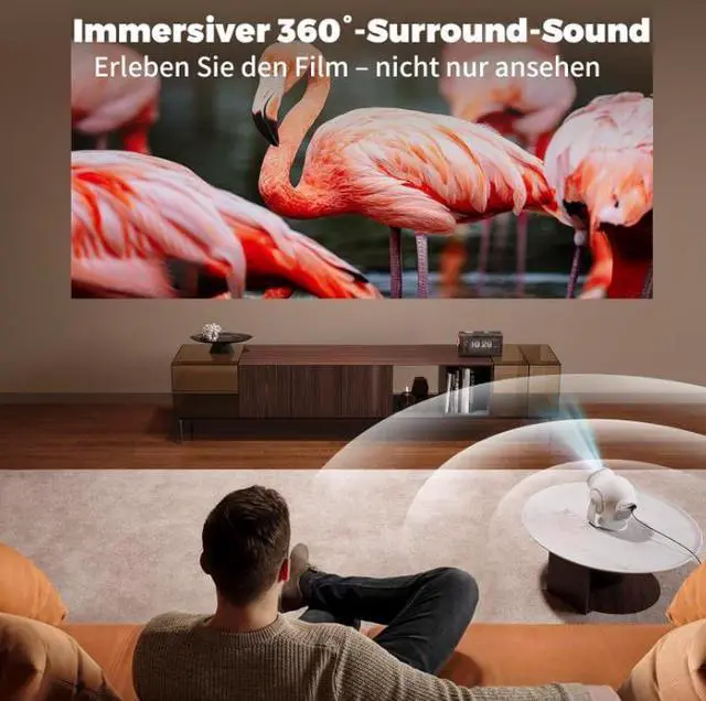 Alt view image 4 of 7 - Mini Projector, Projector, Mini Projector 1080P Full HD, 480 ANSI Lumens, Android 14 System, 8K Decoding, WiFi 6 Bluetooth 5.4, Automatic Keystone Correction, 180° Rotation, Projector 4K Home Cinema
