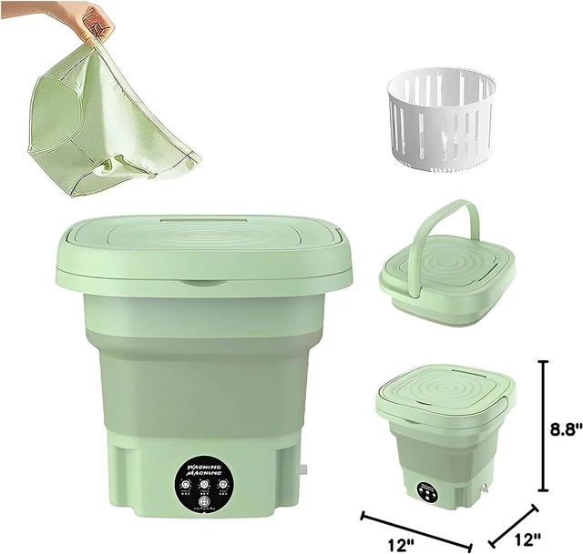 Alt view image 2 of 7 - Portable Washing Machine, Mini Washer, 8L, Deep cleaning of Underwear, Baby Clothes, or Small Items, Perfect for Camping, Apartments, Hotels, College Dorms, Travel, folding washing machine (Green)
