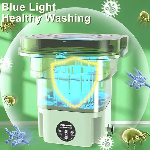 Alt view image 6 of 7 - Portable Washing Machine, Mini Washer, 8L, Deep cleaning of Underwear, Baby Clothes, or Small Items, Perfect for Camping, Apartments, Hotels, College Dorms, Travel, folding washing machine (Green)